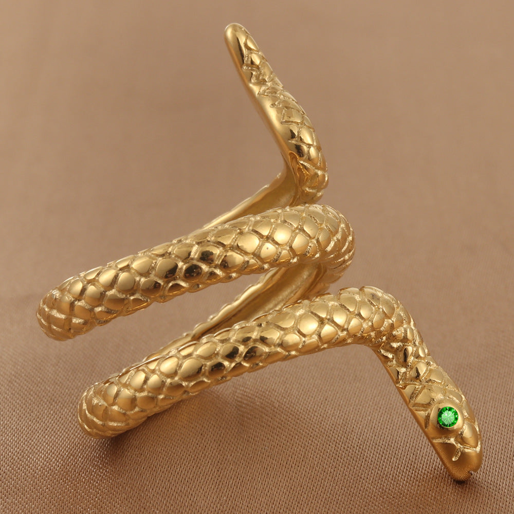 Titanium Steel Vintage Stainless Steel Snake Animal Ring