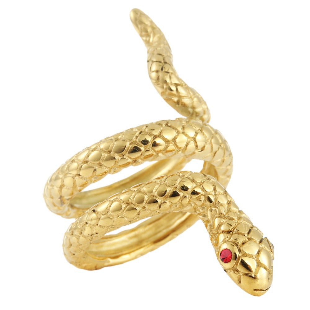 Titanium Steel Vintage Stainless Steel Snake Animal Ring