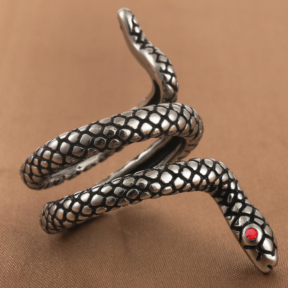 Titanium Steel Vintage Stainless Steel Snake Animal Ring