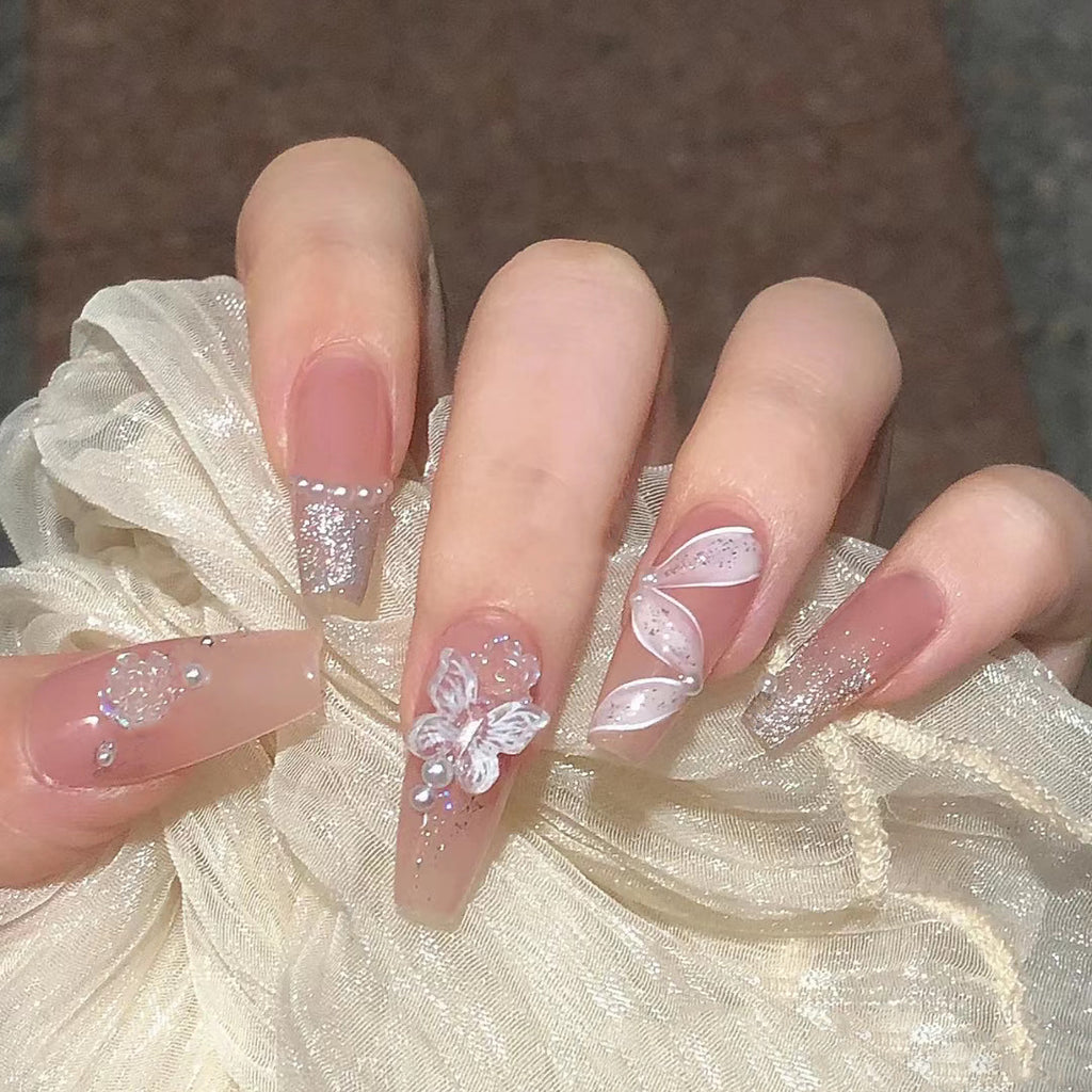 Rose Ribbon Fake Nail Tip