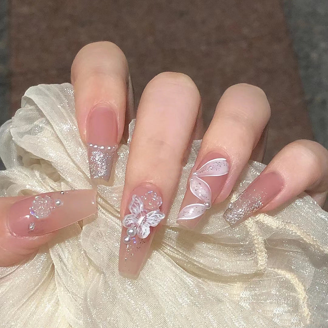 Rose Ribbon Fake Nail Tip