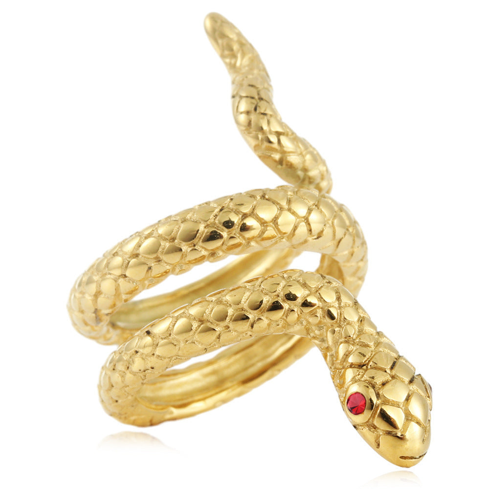 Titanium Steel Vintage Stainless Steel Snake Animal Ring