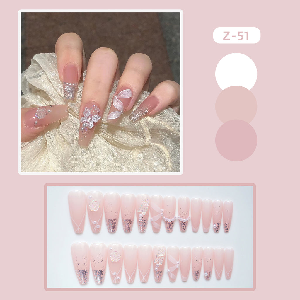Rose Ribbon Fake Nail Tip