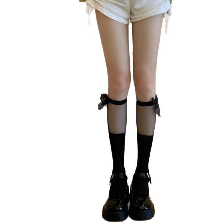 Summer Thin Long Silk Stockings With A Bow