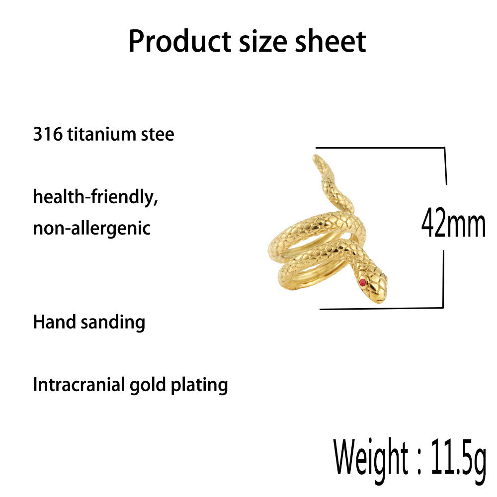 Titanium Steel Vintage Stainless Steel Snake Animal Ring